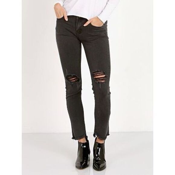 EVIDNT Tate Distressed Ankle Skinny Blacktop Jeans Size 25 - Picture 1 of 6
